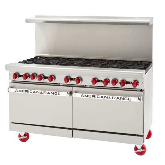 American Range AR-10-NG 60" 10 Burner Natural Gas Commercial Range - 390,000 BTU