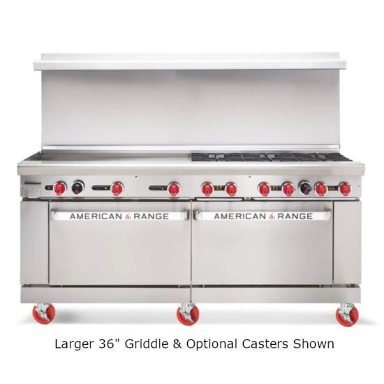 American Range AR-24G-6B NG 60" 6 Burner & 24" Griddle Natural Gas Range - 302,000 BTU - Top Restaurant Supplies