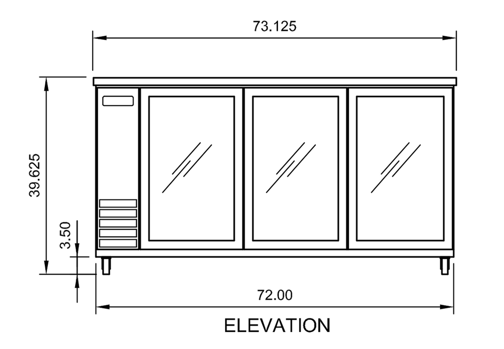 Arctic Air ABB72G 73" Three Door Glass Back Bar Refrigerator, 20.7 Cu. Ft. - Top Restaurant Supplies