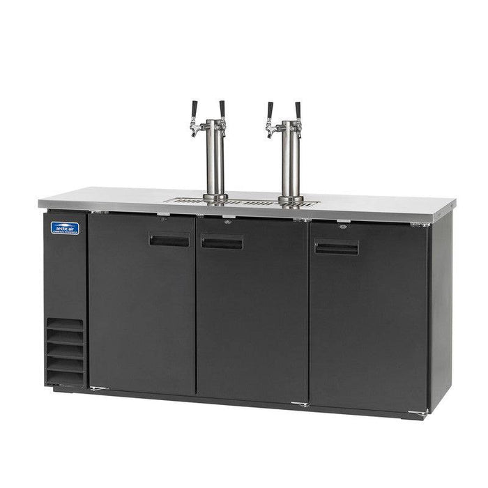 Arctic Air ADD72R-2 73" Three Door Double Tap Black Direct Draw Beer Dispenser, 20.7 Cu. Ft. - Top Restaurant Supplies