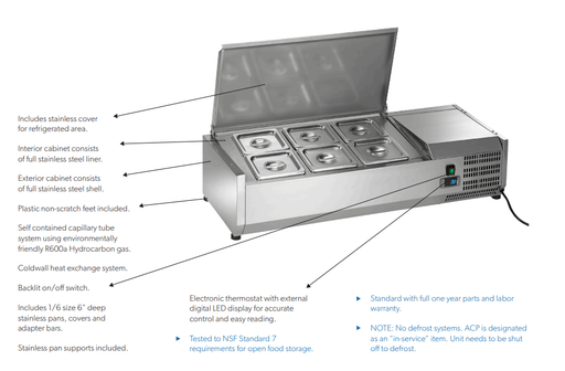 Arctic Air ACP40 40" Six Pan Refrigerated Condiment Counter-Top Prep Station - Top Restaurant Supplies