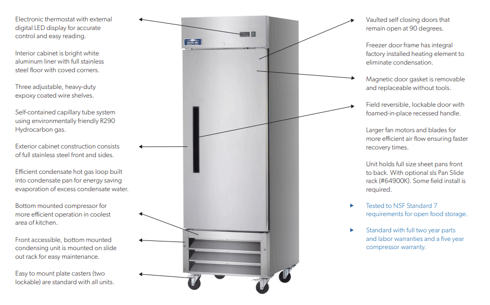 Arctic Air AF23 26.75" One Door Reach-In Freezer Stainless Steel, 23 Cu. Ft. - Top Restaurant Supplies