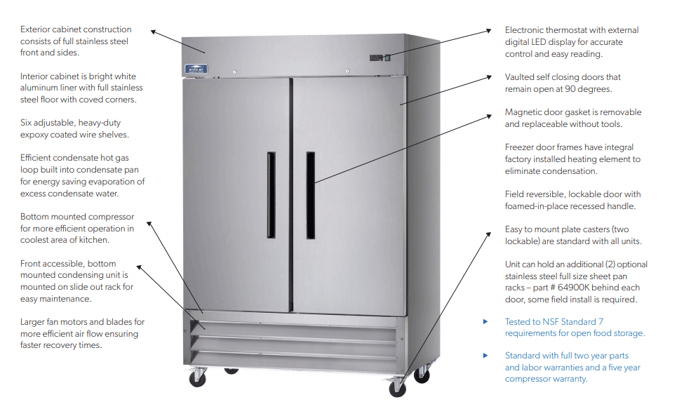 Arctic Air AF49 54" Two Door Reach-In Freezer, 49 Cu. Ft. - Top Restaurant Supplies