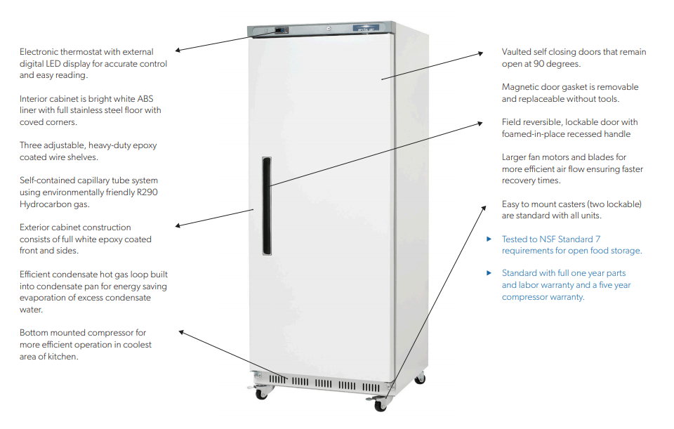 Arctic Air AWF25 30.75" One White Solid Door Reach-In Freezer, 25 Cu. Ft. - Top Restaurant Supplies