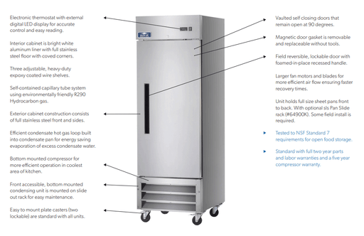 Arctic Air AR23 26.75" Single Door Reach-In Refrigerator, 23 Cu. Ft., 23 Cu. Ft. - Top Restaurant Supplies