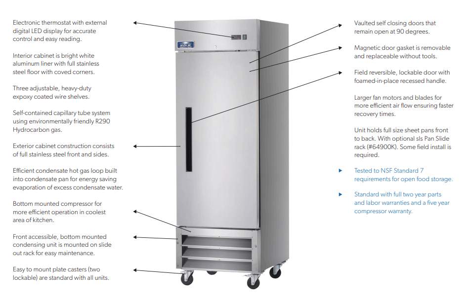 Arctic Air AR23 26.75" Single Door Reach-In Refrigerator, 23 Cu. Ft., 23 Cu. Ft. - Top Restaurant Supplies