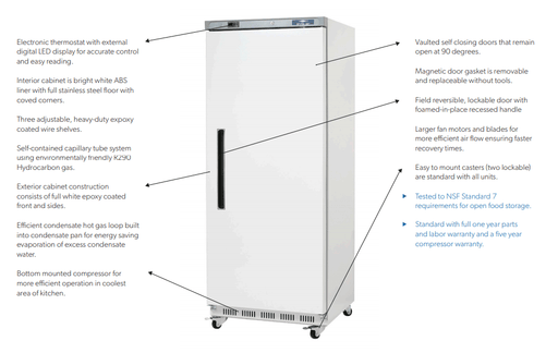 Arctic Air AWR25 30.75" One Door White Reach-In Refrigerator 25 Cu. Ft. - Top Restaurant Supplies