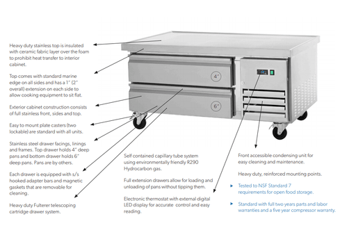 Arctic Air ARCB48 50" Two Drawer Refrigerated Chef Base - Top Restaurant Supplies