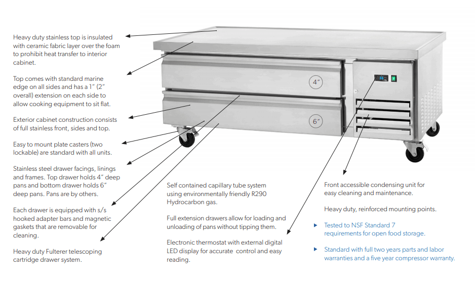 Arctic Air ARCB60 62"Two Drawer Refrigerated Chef Base - Top Restaurant Supplies