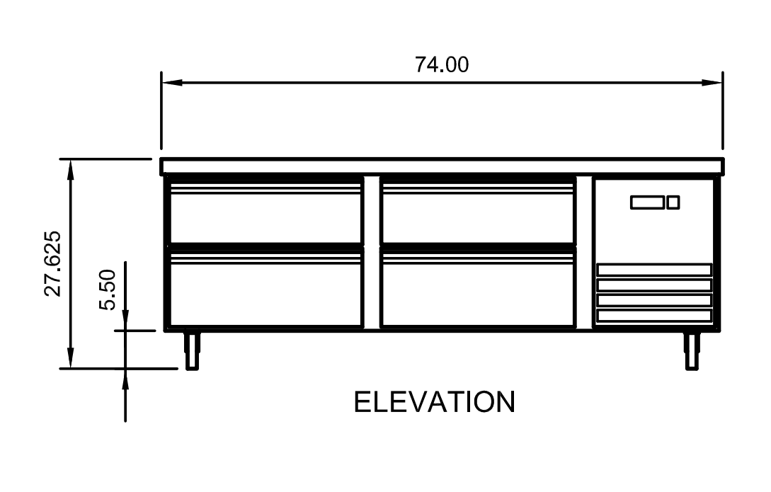 Arctic Air ARCB72 74" Four Drawer Refrigerated Chef Base - Top Restaurant Supplies