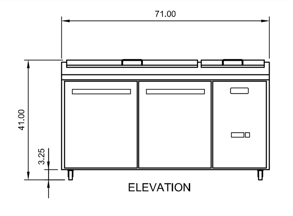 Arctic Air APP71R 71" Two Door Pizza Prep Table, 21 Cu. Ft. - Top Restaurant Supplies