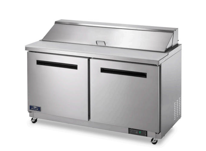 Arctic Air AST60R 61.25" Two Door Sandwich/Salad Refrigerated Prep Table, 15.5 Cu. Ft. - Top Restaurant Supplies