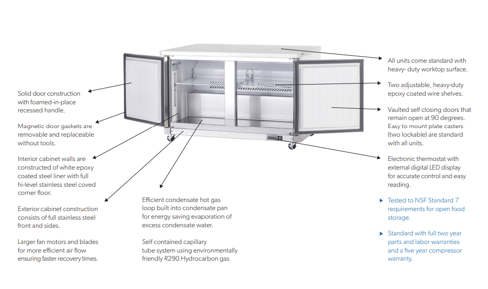 Arctic Air AUC60F Double Door Under-Counter Freezer, 15.5 Cu. Ft. - Top Restaurant Supplies