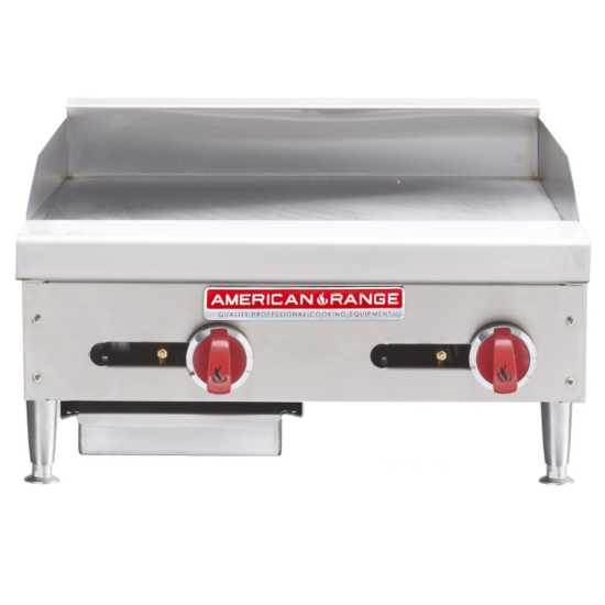 Plancha de gas natural manual de 24" para trabajo pesado American Range ARMG-24-NG - Placa de plancha de 1" - 60 000 BTU