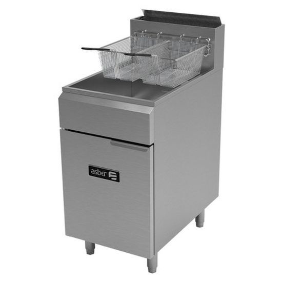 Asber AEF-75S 20" 75 lb. Gas Fryer with Stainless Steel Tank - 152,000 BTU - Top Restaurant Supplies