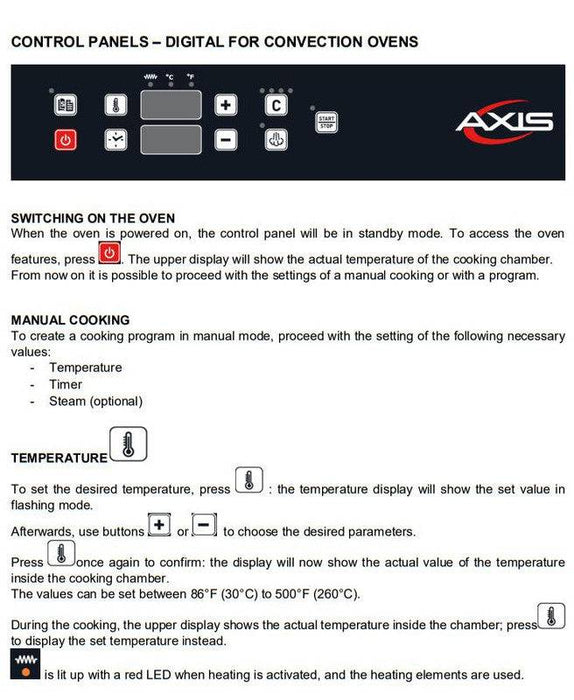 Axis AX-CL10D Full Size Combi Oven Digital Controls - Reversing Fans - 10 Shelves - Top Restaurant Supplies