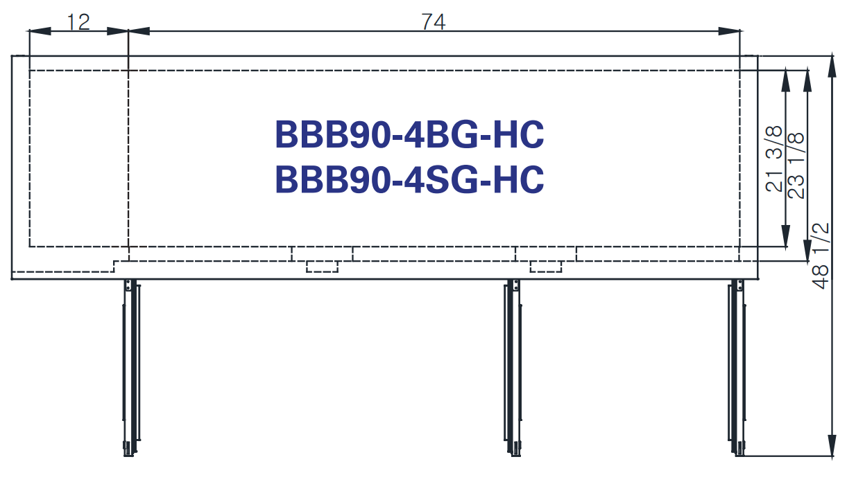 Blue Air BBB90-4BG-HC 3 Glass Doors Back Bar Cooler, Black Finish Exterior, 90" W x 27" D, R-290 Refrigerant - Top Restaurant Supplies