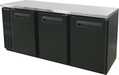 Blue Air BNB-72BT-HC 3 Doors Narrow Back Bar Cooler, Black Finish Exterior, 72 1/4" W x 24" D, R-290 Refrigerant - Top Restaurant Supplies