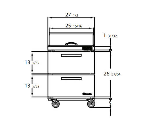 Blue Air BLMT28-D2-HC 2 Drawer Mega Top Sandwich Prep Table with Nine 1/6" & Three 1/9" Pans, 28" wide, 7 Cu. Ft., R-290 Refrigerant - Top Restaurant Supplies