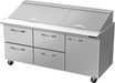 Blue Air BLMT72-D4LM-HC 4 Drawer 1 Door (R) Mega Top Sandwich Prep Table with Thirty 1/6" Pans, 72" wide, 20 Cu. Ft., R-290 Refrigerant - Top Restaurant Supplies