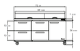 Blue Air BLMT72-D4LM-HC 4 Drawer 1 Door (R) Mega Top Sandwich Prep Table with Thirty 1/6" Pans, 72" wide, 20 Cu. Ft., R-290 Refrigerant - Top Restaurant Supplies