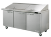 Blue Air BLMT72-HC 3 Doors Mega Top Sandwich Prep Table with Thirty 1/6" Pans, 72" wide, 20 Cu. Ft., R-290 Refrigerant - Top Restaurant Supplies