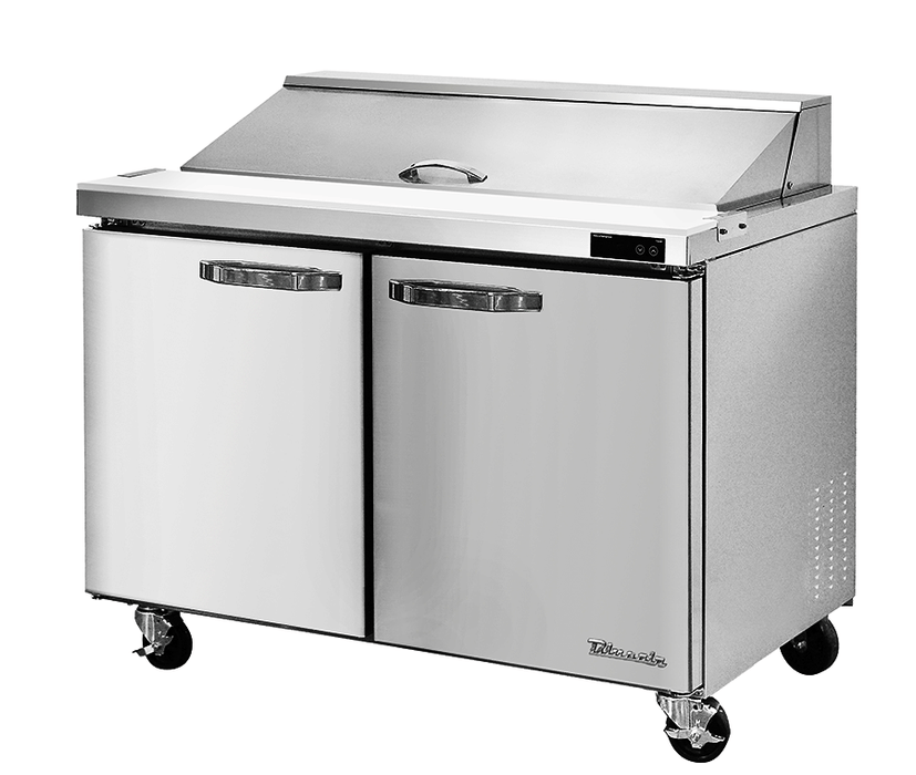 Blue Air BLPT48-HC 2 Doors Sandwich Prep Table with Twelve 1/6" Pans, 48" wide, 13 Cu. Ft., R-290 Refrigerant - Top Restaurant Supplies