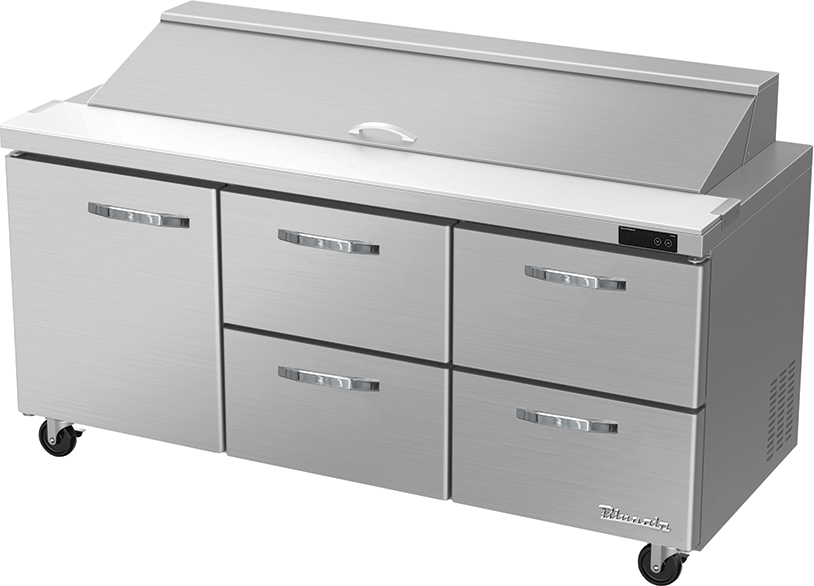 Blue Air BLPT72-D4RM-HC 4 Drawer 1 Door (L) Sandwich Prep Table with Eighteen 1/6" Pans, 72" wide, 20 Cu. Ft., R-290 Refrigerant - Top Restaurant Supplies