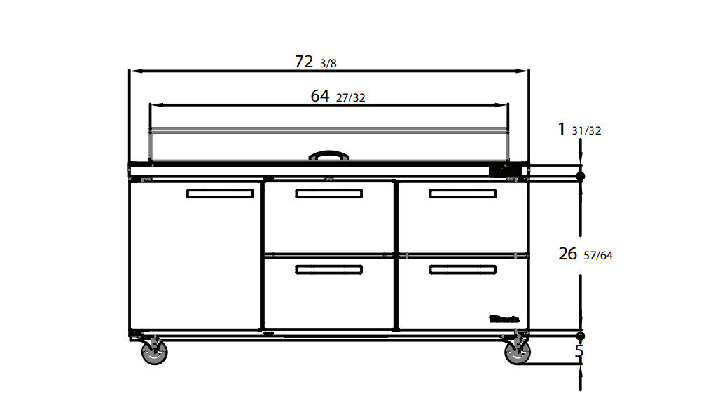 Blue Air BLPT72-D4RM-HC 4 Drawer 1 Door (L) Sandwich Prep Table with Eighteen 1/6" Pans, 72" wide, 20 Cu. Ft., R-290 Refrigerant - Top Restaurant Supplies