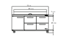 Blue Air BLPT72-D4RM-HC 4 Drawer 1 Door (L) Sandwich Prep Table with Eighteen 1/6" Pans, 72" wide, 20 Cu. Ft., R-290 Refrigerant - Top Restaurant Supplies