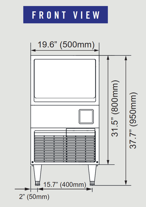 Blue Air BLUI-100A 128 Lbs. Production, 55 Lbs. Storage, Undercounter Ice Machine, 115v/60/1 - Top Restaurant Supplies