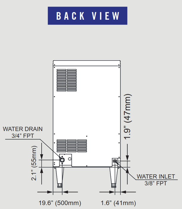 Blue Air BLUI-100A 128 Lbs. Production, 55 Lbs. Storage, Undercounter Ice Machine, 115v/60/1 - Top Restaurant Supplies