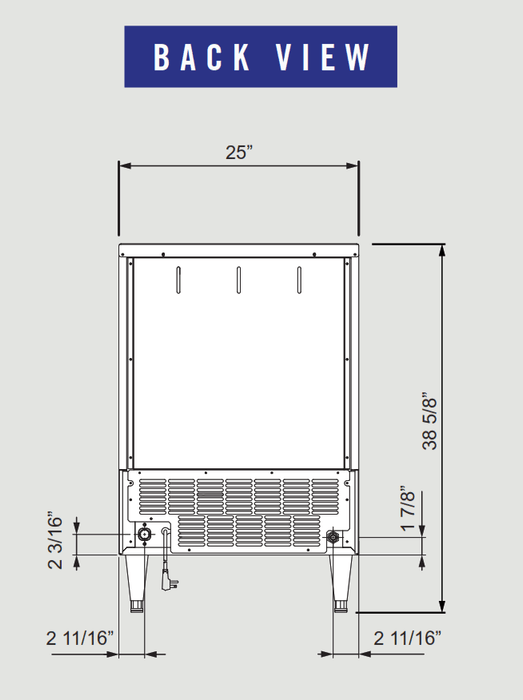 Blue Air BLUI-150A 150 Lbs. Production, 66 Lbs. Storage, Undercounter Ice Machine, 115v/60/1 - Top Restaurant Supplies