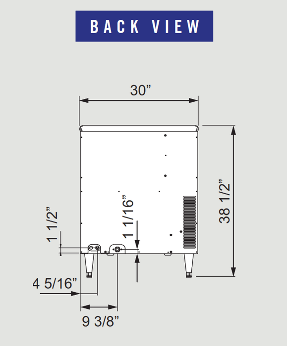 Blue Air BLUI-250A 251 Lbs. Production, 96 Lbs. Storage, Undercounter Ice Machine, 115v/60/1 - Top Restaurant Supplies