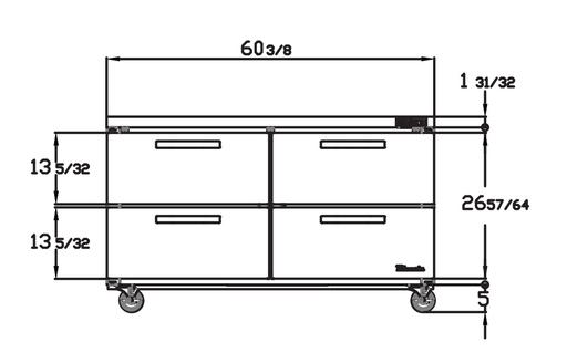 Blue Air BLUR60-D4-HC 4 Drawer Stainless Steel Undercounter Refrigerator, 60" wide, 16.5 Cu. Ft., R-290 Refrigerant - Top Restaurant Supplies