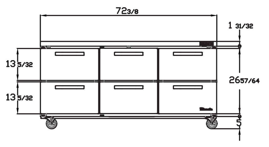 Blue Air BLUR72-D6-HC 6 Drawer Stainless Steel Undercounter Refrigerator, 72" wide, 20 Cu. Ft, R-290 Refrigerant - Top Restaurant Supplies