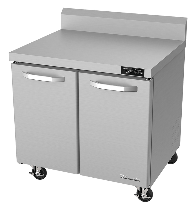 Blue Air BLUF36-WT-HC 2 Doors Work Top Freezer, 36" Wide, 9.2 Cu. Ft., Stainless Steel - Top Restaurant Supplies