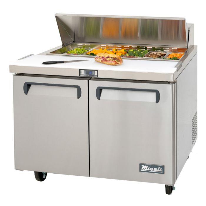 Migali 36" Refrigerated Sandwich Prep Table 9.4 cu.ft., 15 Pans, C-SP36-15BT-HC - Top Restaurant Supplies