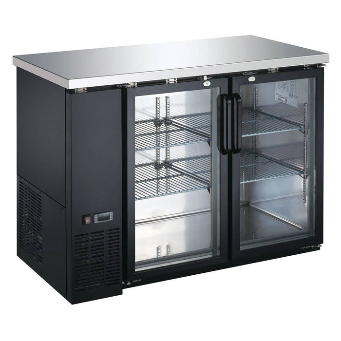 Coldline CBB-48G 48" Black Counter Height Narrow Glass Door Back Bar Refrigerator - Top Restaurant Supplies