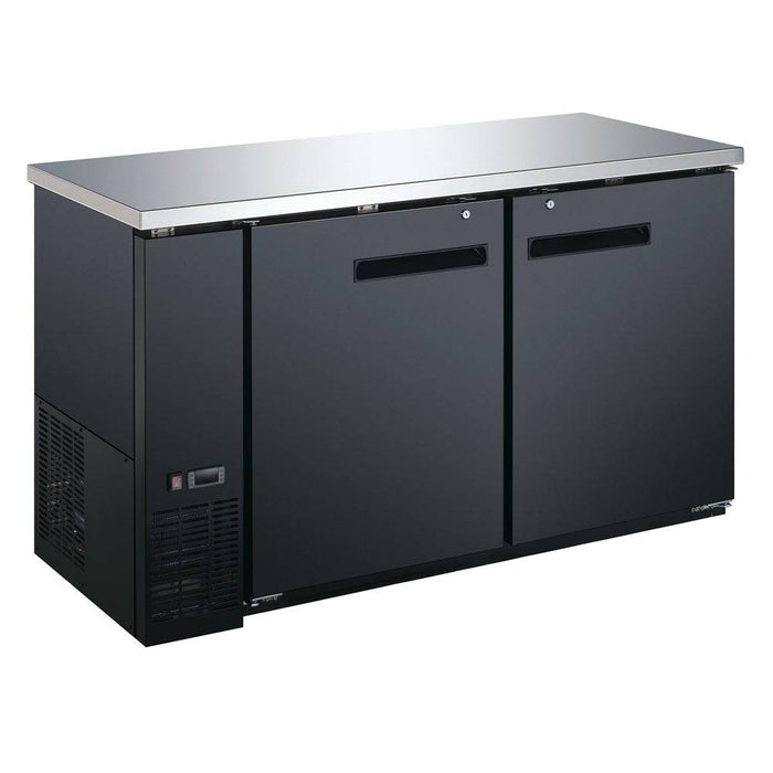 Coldline CBB-60 60" Black Counter Height Narrow Solid Door Back Bar Refrigerator - Top Restaurant Supplies