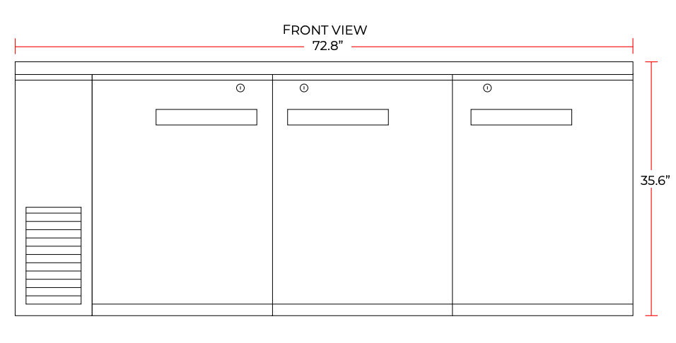 Coldline CBB-72 72" Black Counter Height Narrow Solid Door Back Bar Refrigerator - Top Restaurant Supplies