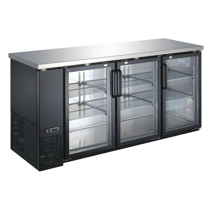 Coldline CBB-72G 72" Black Counter Height Narrow Glass Door Back Bar Refrigerator - Top Restaurant Supplies