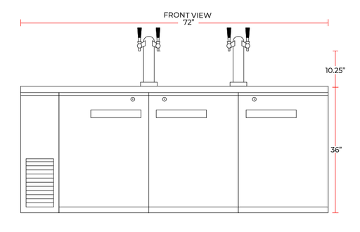 Coldline CDD-72 72″ Refrigerated Direct Draw Beer Dispenser, 19.6 Cu. Ft. - Top Restaurant Supplies