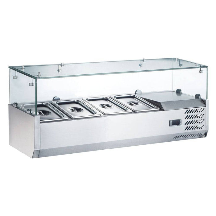 Coldline CTP48SG 48" Refrigerated 4 Pan Glass Top Cover Countertop Salad Bar - Top Restaurant Supplies