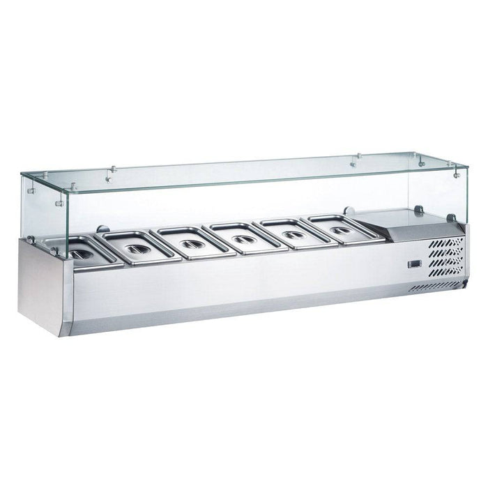 Coldline CTP60SG 60" Refrigerated 6 Pan Glass Top Cover Countertop Salad Bar - Top Restaurant Supplies