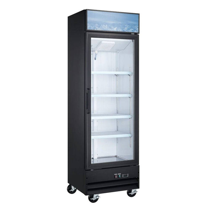 Coldline G12-B 26" Single Glass Swing Door Merchandiser Refrigerator, Black - Top Restaurant Supplies