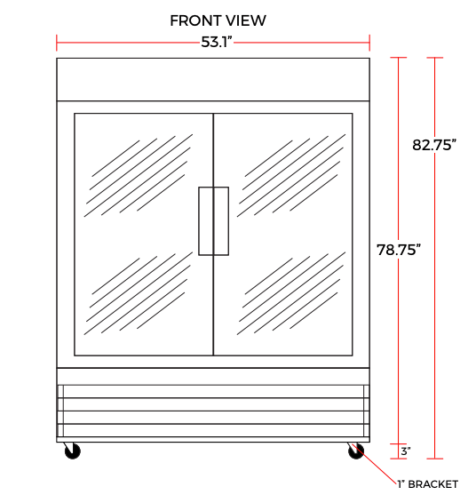 Coldline G53-B 53" Double Glass Swing Door Merchandising Refrigerator, Black - Top Restaurant Supplies