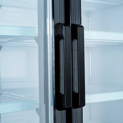 Coldline G53-B 53" Double Glass Swing Door Merchandising Refrigerator, Black - Top Restaurant Supplies