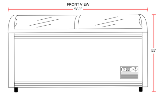 Coldline XS160 26 Curved Glass Top Ice Cream Freezer with LED, 6 Cu.