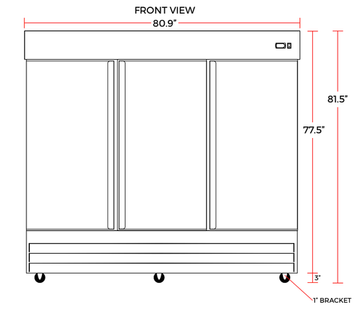 Coldline C-3FF 81" Triple Solid Door Reach-In Freezer - Top Restaurant Supplies